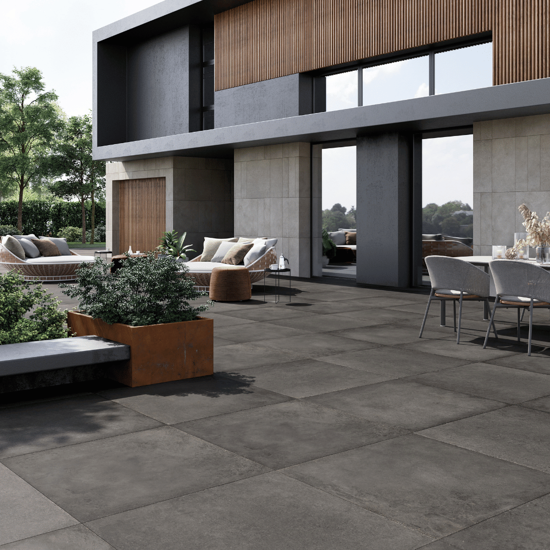 Rondine Loft Dark Concrete Effect 20mm Italian Outdoor Porcelain Slab Tile 100x100cm