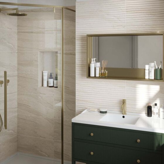 Laurent Beige Decor Matt Ceramic Wall Marble Effect Tile 30x60cm