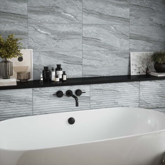 Laurent Grey Decor Matt Ceramic Marble Effect Tile 30x60cm-Verona-P12994