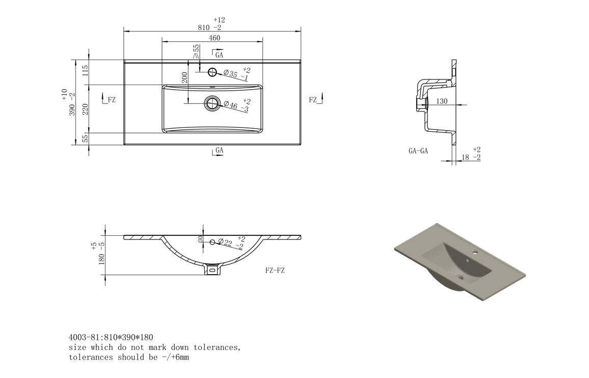 Lines 815mm Floor Standing 2 Drawer Basin Unit & Basin