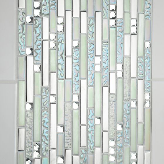 Lush Pearlescent Glass, Metal & Mirror Mix Random Mosaic Wall Tile 30x30cm