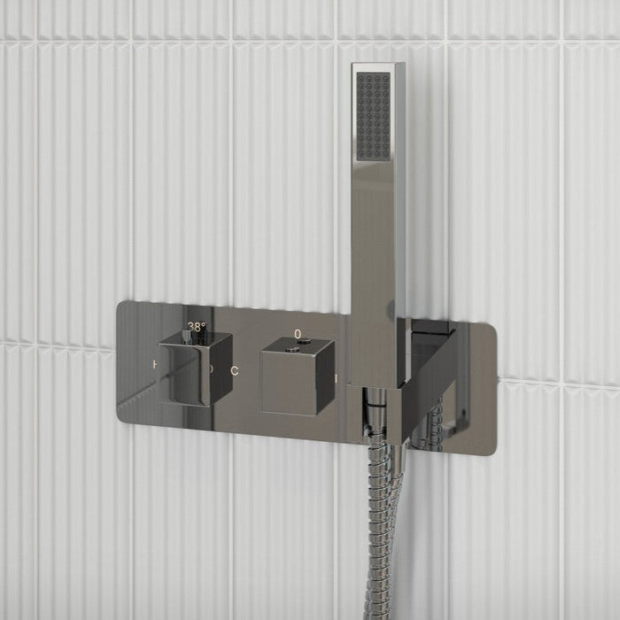 Raya Shower Pack One - Two Outlet Twin Shower Valve with Handset & ABS Overhead