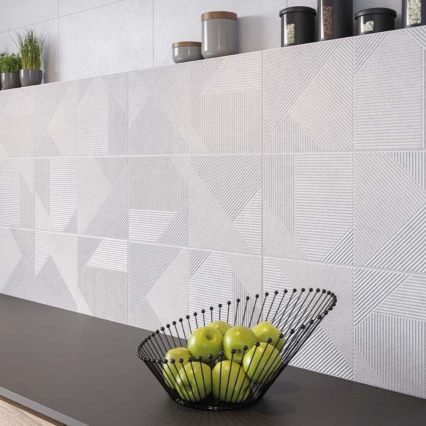 Lyric White Stone Effect Decor Wall Tile 30x60cm