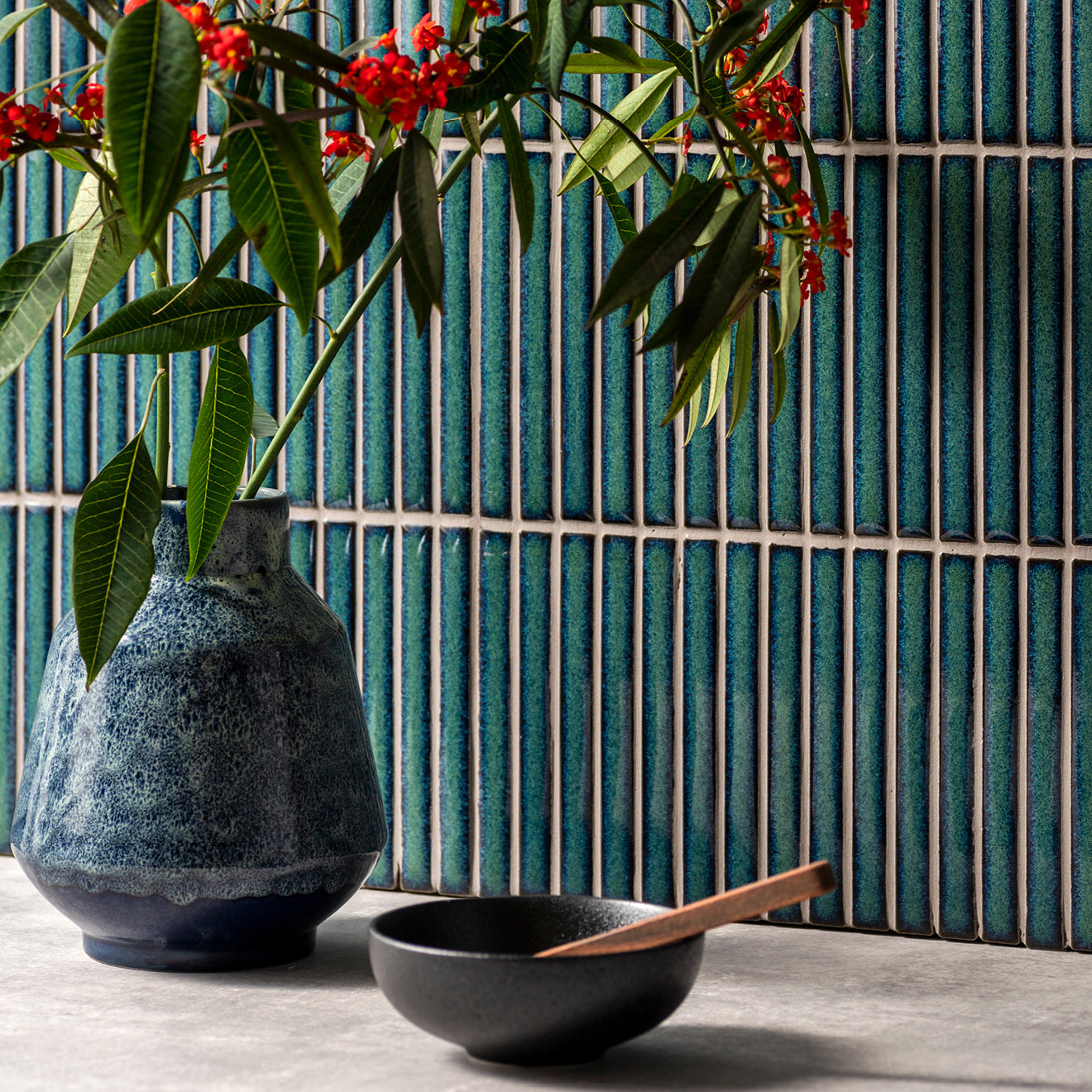 Matchstick Forest Dark Green Kit Kat Mosaic Wall Tile 30x31cm
