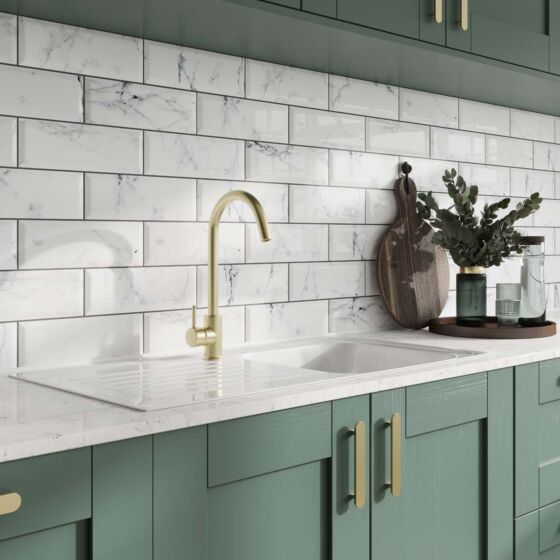 Metro Calacatta Marble Effect Wall Tile 10x30cm-Verona-P11544