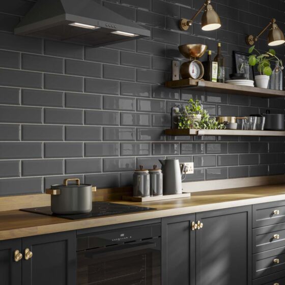 Metro Dark Grey Wall Tile 10x30cm-Verona-P11545