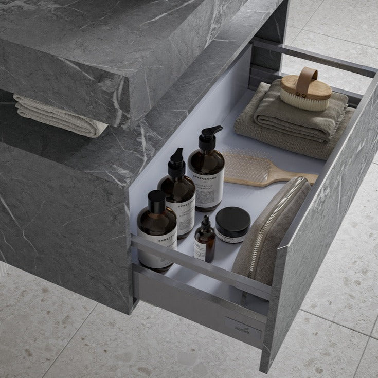 Earth 600mm Wall Hung Storage Drawer - Grey Marble