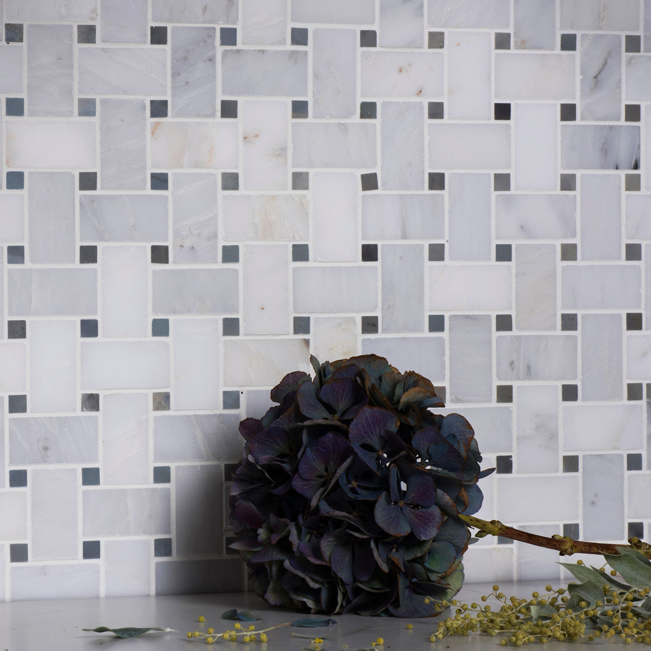Nimbus Basket Weave Grey Stone Mosaic Floor & Wall Tile 30x30cm