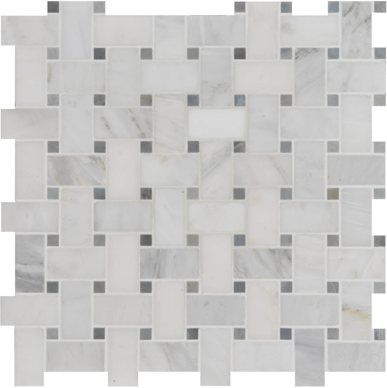 Nimbus Basket Weave Grey Stone Mosaic Floor & Wall Tile 30x30cm