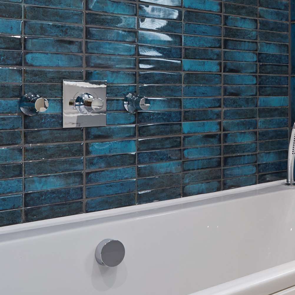 Original Style Tilesworks Montblanc Blue Stack Ceramic Wall Tile 20x60cm
