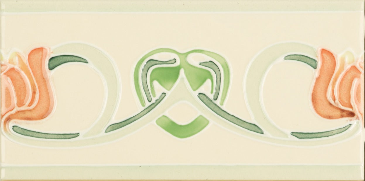 Original Style Artworks Lotus Tube-Lined Border Tile on County White