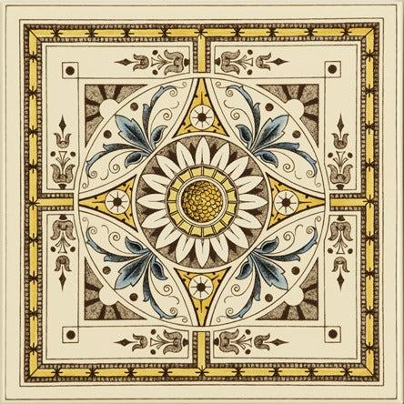 Original Style Artworks Symmetrical Classical Pattern Single Tile on County White