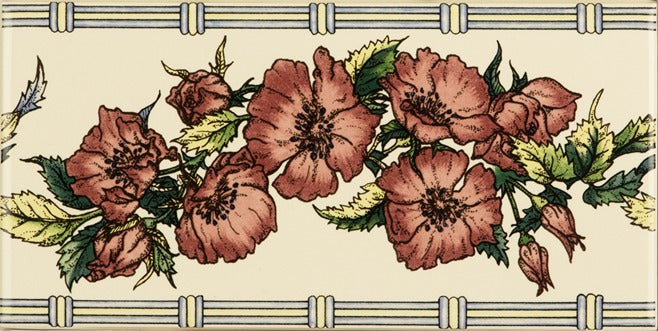Original Style Artworks Corded Poppies Red Classical Decorative Border on County White