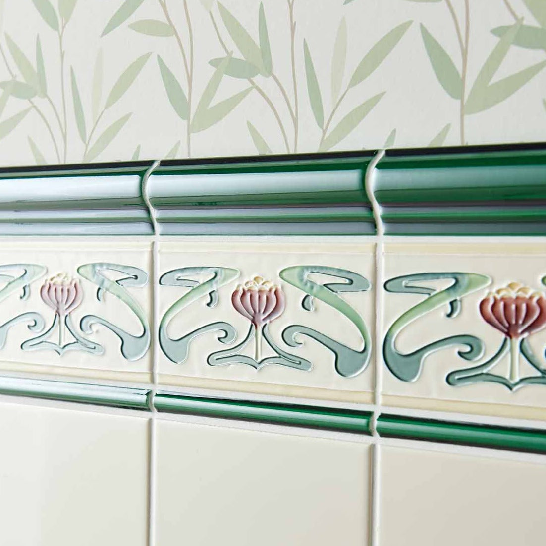 Original Style Artworks Belle Epoque Border Tube-Lined Border Tile on County White
