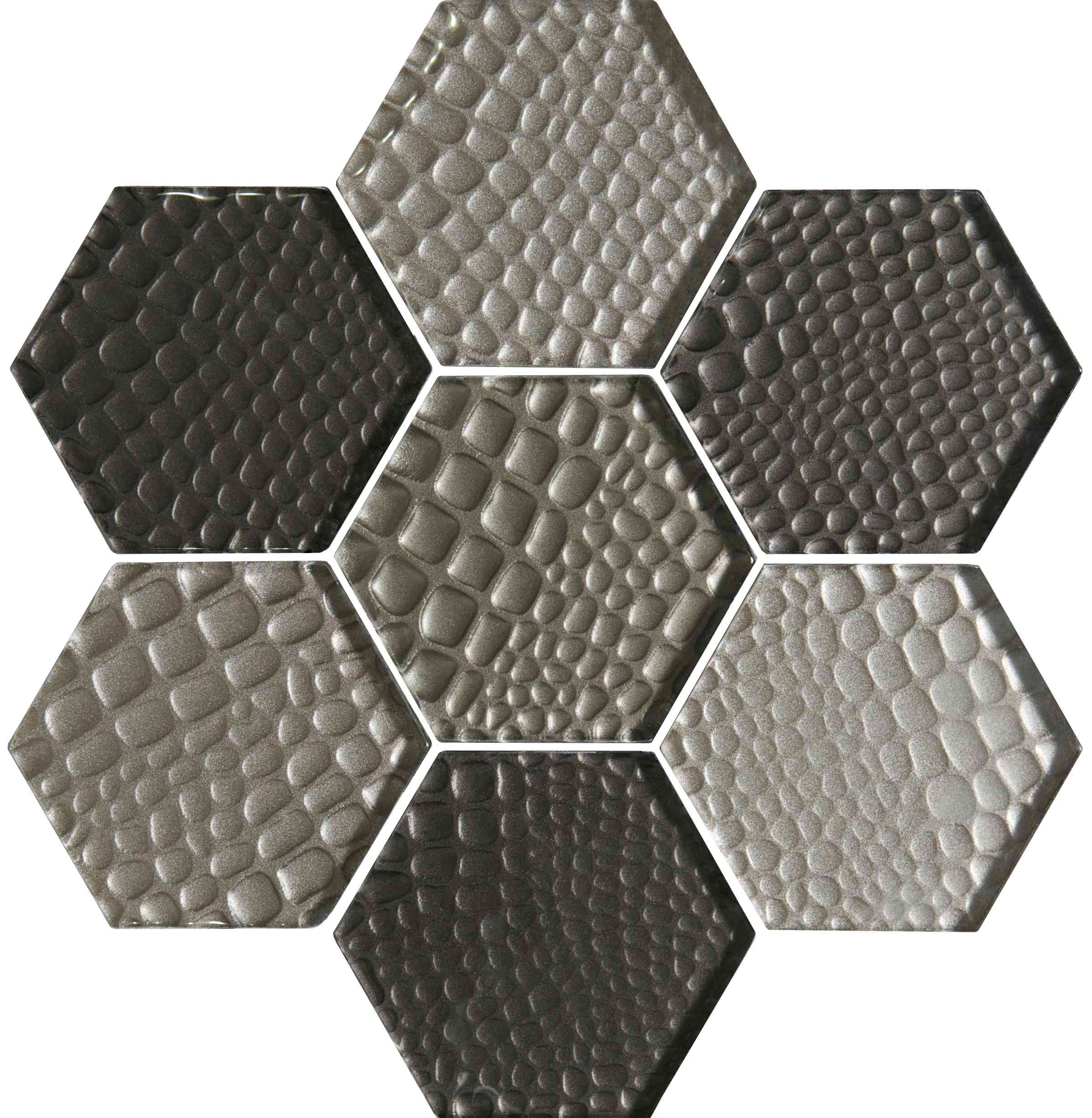 Original Style Glassworks Futura Sepia Textured Hexagon Mosaic Tile 30x30cm