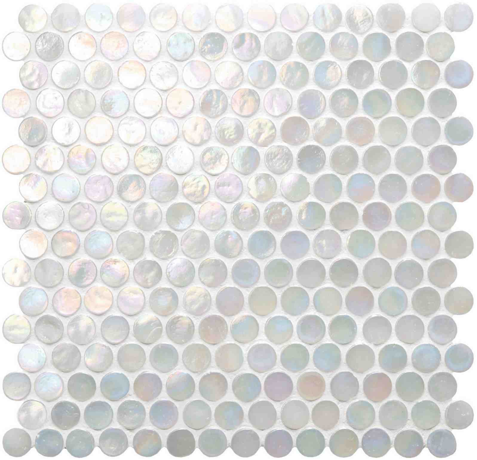 Original Style Mosaics White Lady Iridescent Round Glass Mosaic Tile 29x29cm