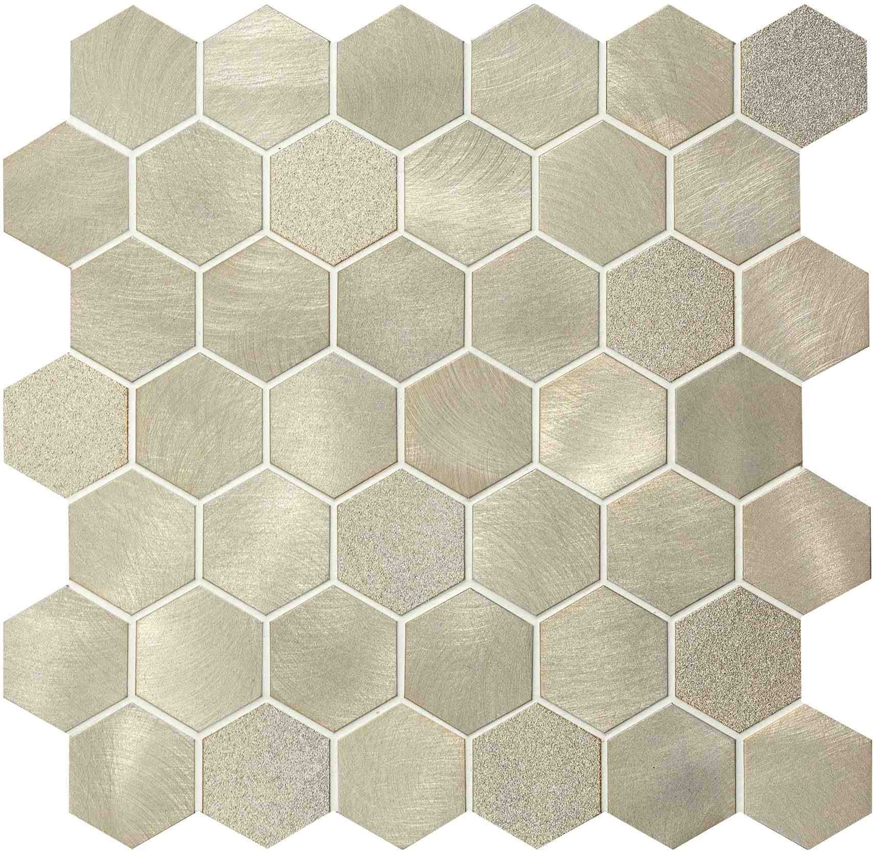 Original Style Mosaics Mimas Gold Mixed Finish Hexagon Mosaic Tile 30x30cm