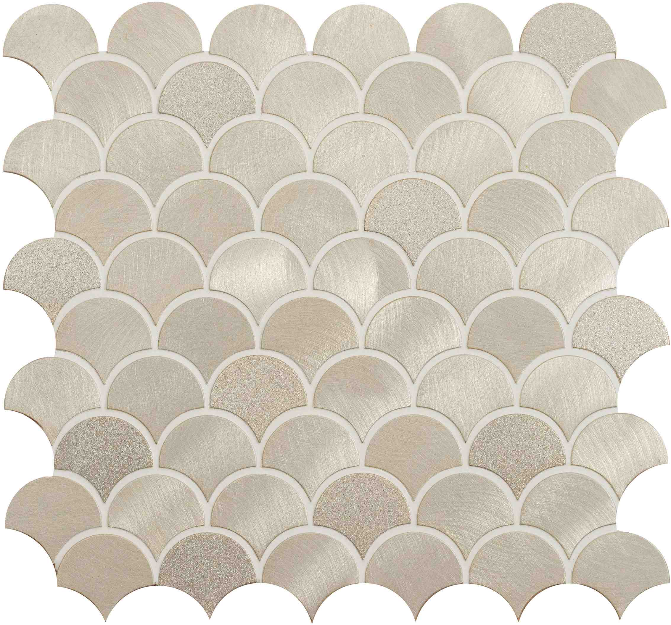 Original Style Mosaics Skathi Gold Scale Mixed Finish Aluminium Mosaic Tile 29x31cm