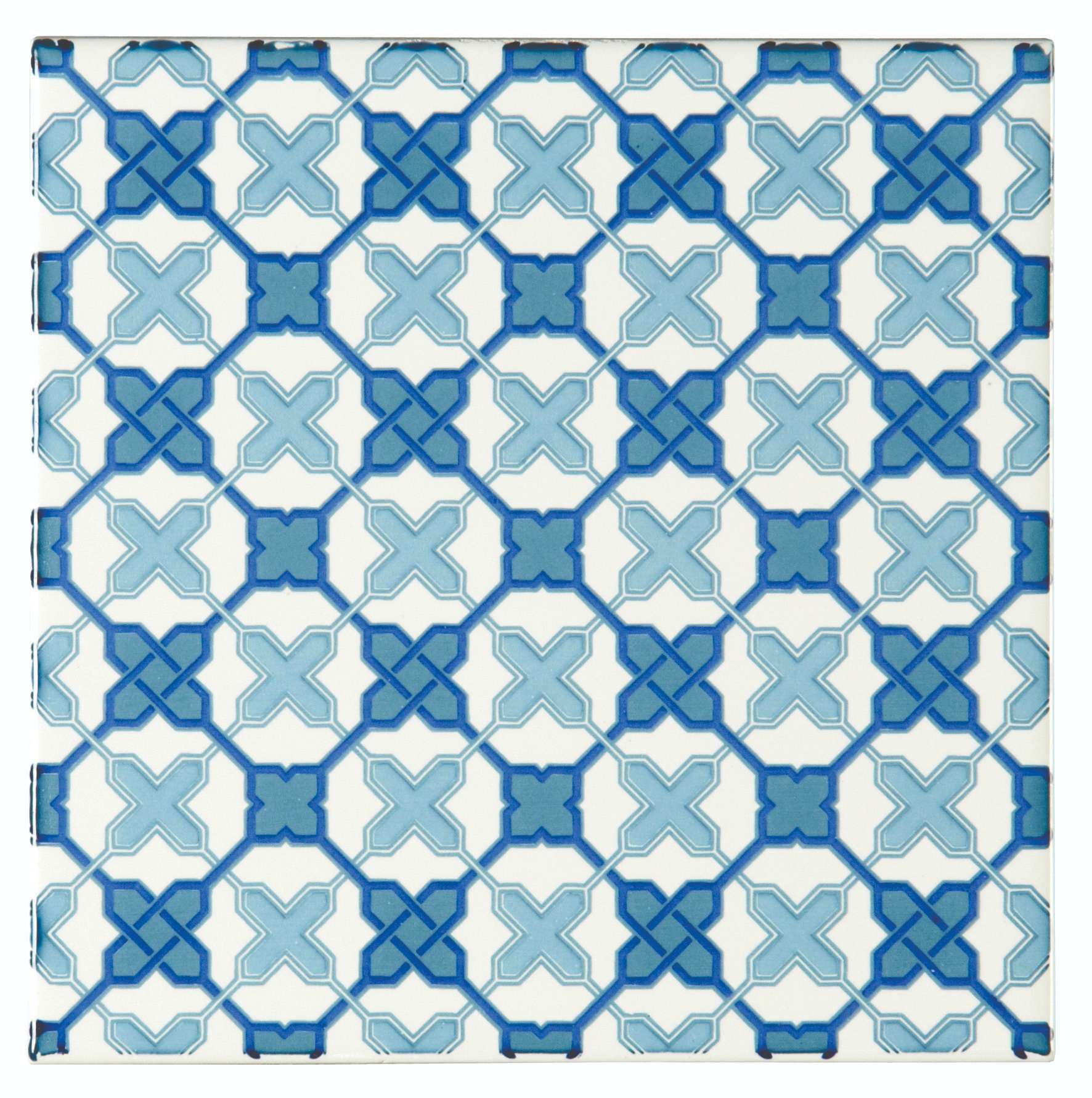 Original Style Odyssey Blue on Brilliant White Tile 15x15cm