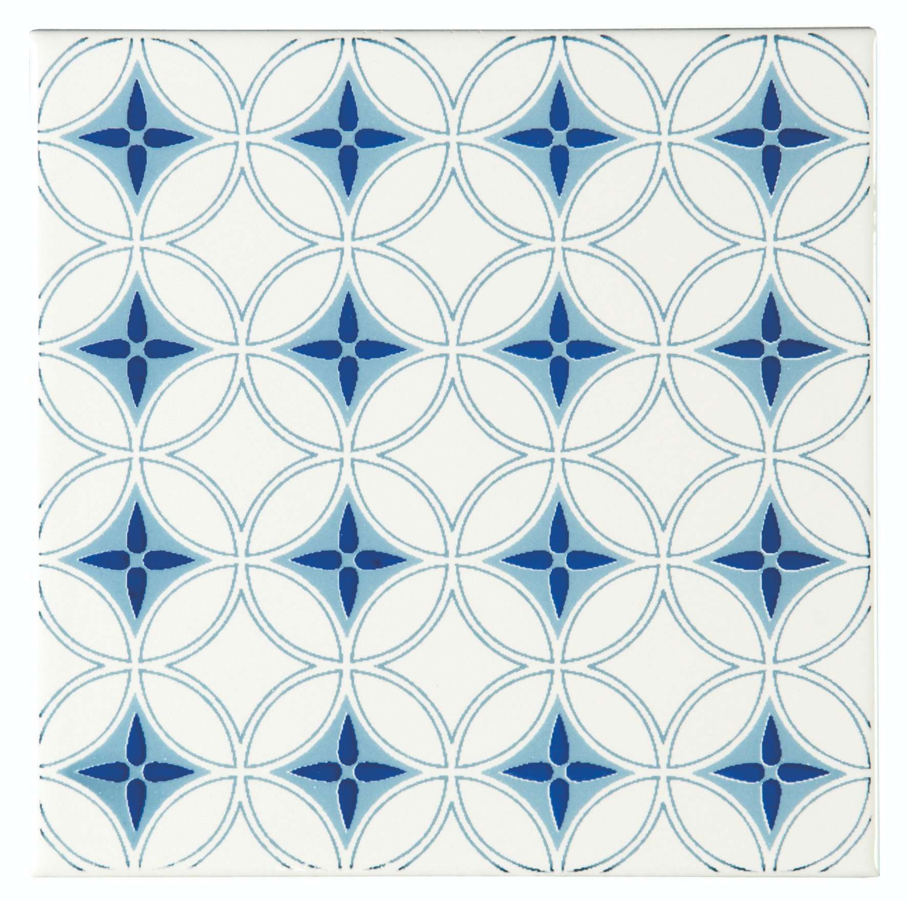 Original Style Odyssey Blue on Brilliant White Tile 15x15cm