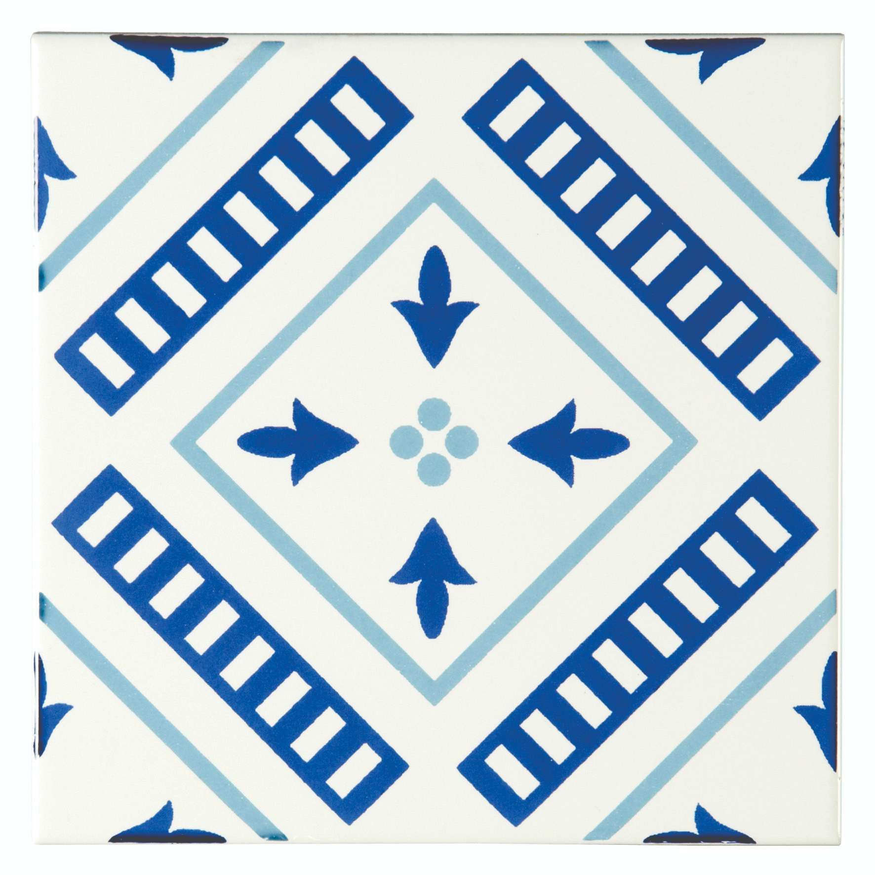 Original Style Odyssey Blue on Brilliant White Tile 15x15cm