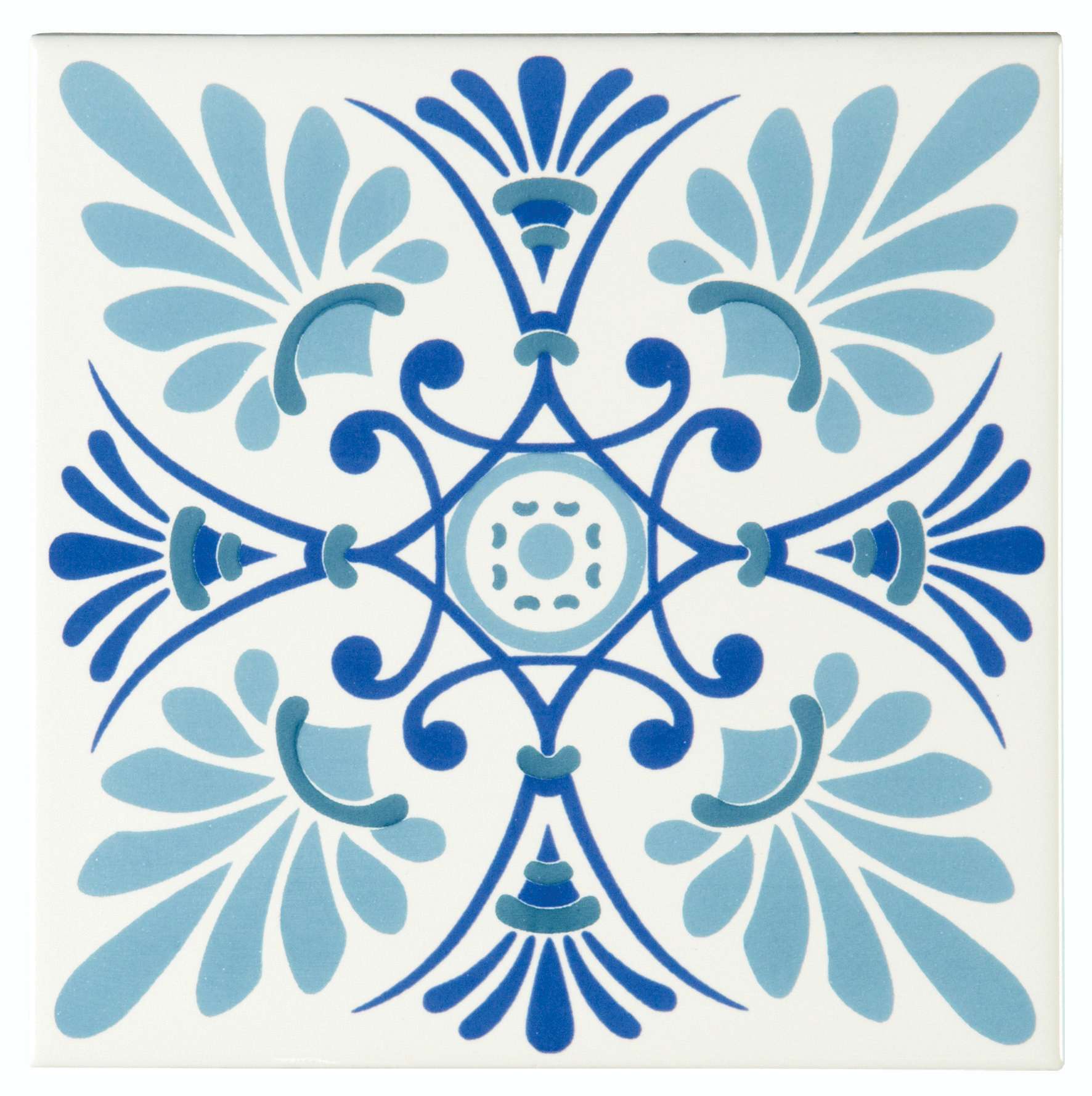 Original Style Odyssey Blue on Brilliant White Tile 15x15cm