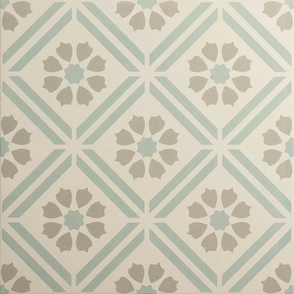 Original Style Odyssey Grande Greenway Teal on Chalk Tile 30x30cm