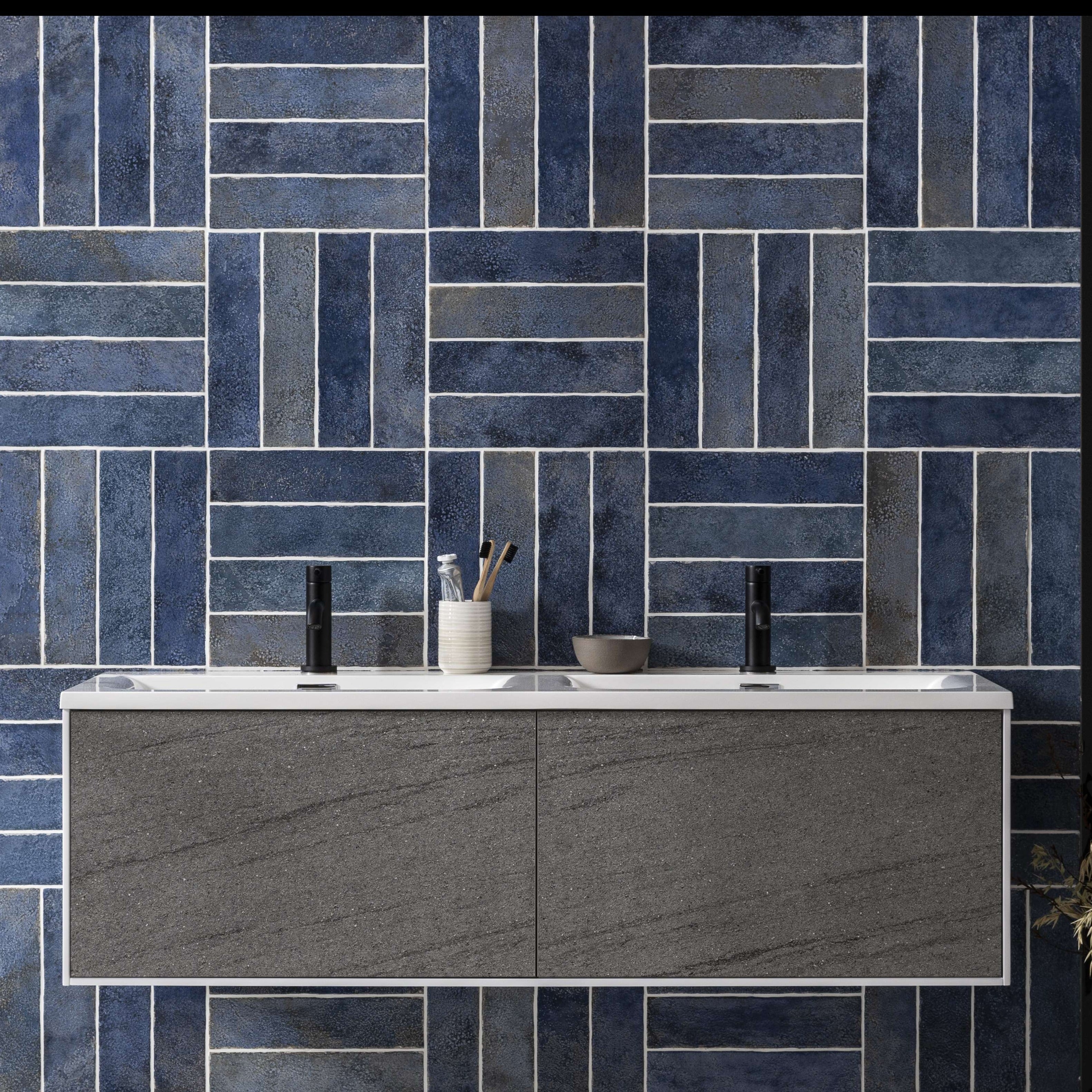 Original Style Tileworks Oken Brick Blue Tile 7.5x30cm