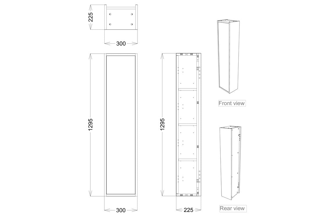 Tinto 300mm 1 Door Wall Hung Tall Unit - Matt Grey
