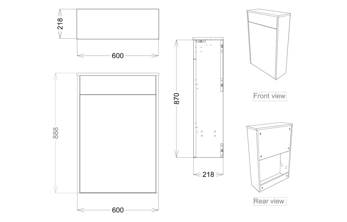 Tinto 600mm Floor Standing WC Unit - Matt Grey