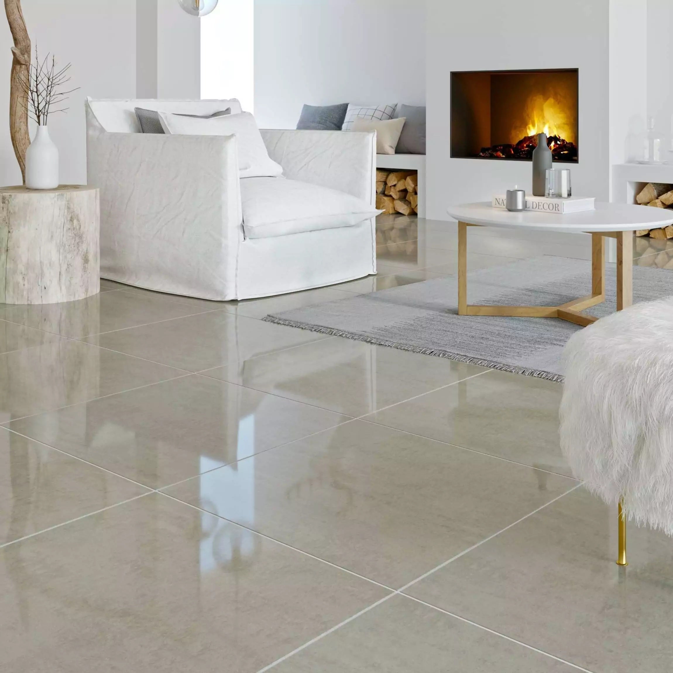 10m² Job Lot | RAK Lounge Light Grey Polished Porcelain Tile 60x60cm