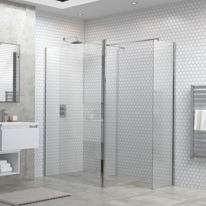 Max8 500mm Wetroom Side Panel, Support Bar & T Connector - Chrome