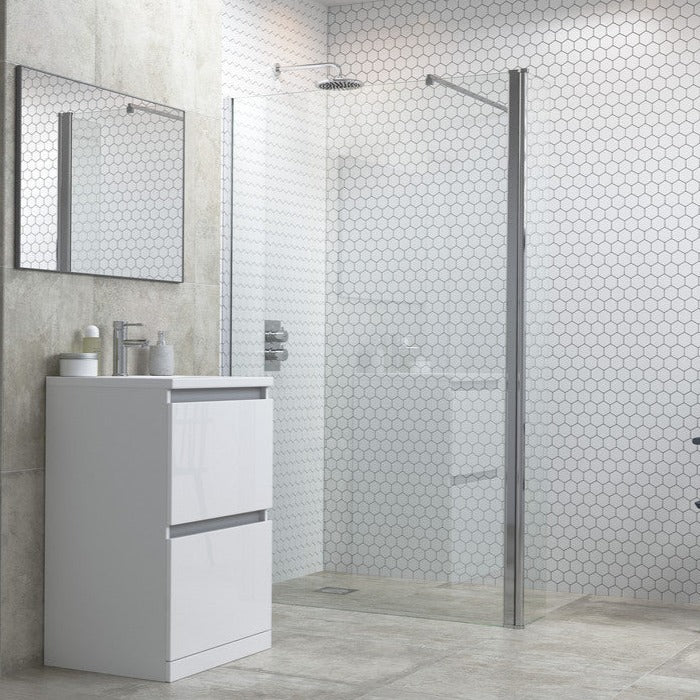 Max8 900mm Wetroom Panel, Support Bar & 300mm Rotatable Panel - Chrome