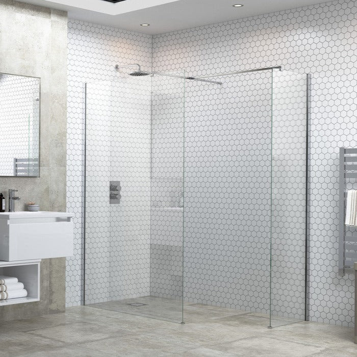 Max8 1000mm Wetroom Panel & Support Bar - Chrome