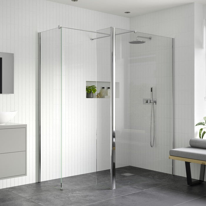 Max8plus 900mm Wetroom Panel, Support Bar & 300mm Rotatable Panel - Chrome