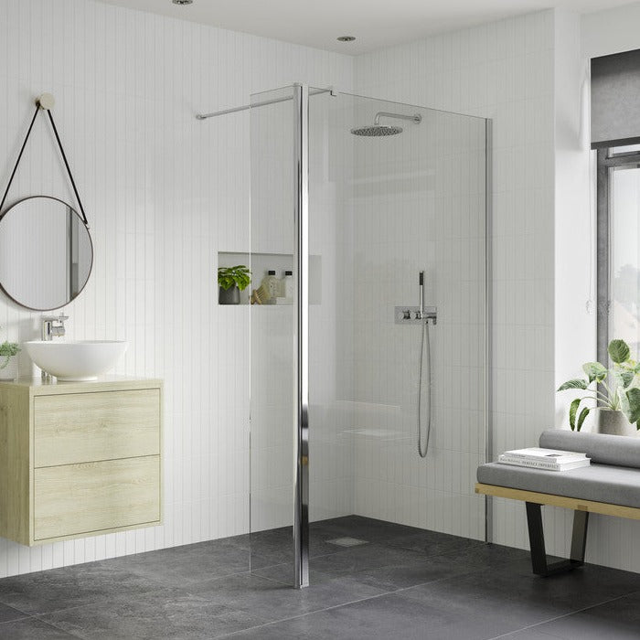 Max8plus 800mm Wetroom Panel, Support Bar & 300mm Rotatable Panel - Chrome