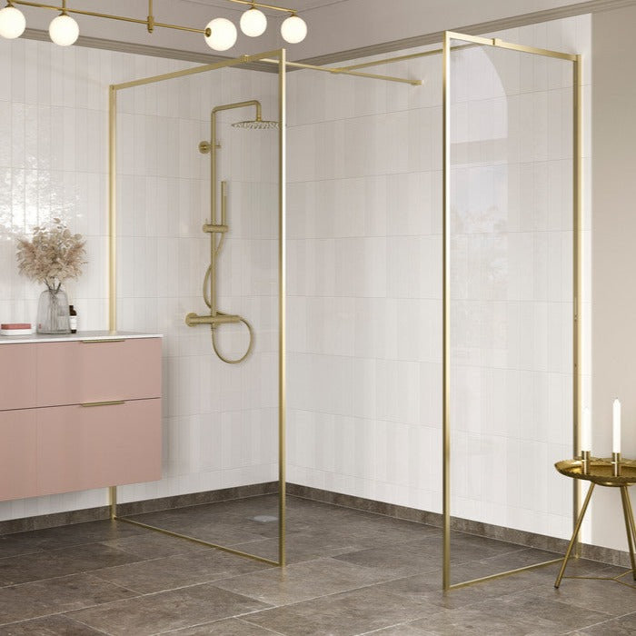 Max8plus 800mm Wetroom Side Panel - Brushed Brass