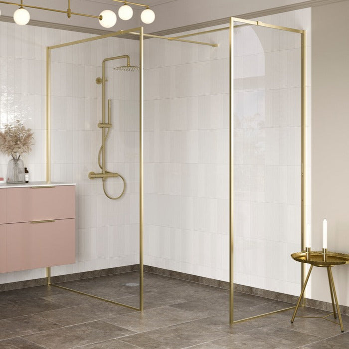 Max8plus 900mm Wetroom Side Panel - Brushed Brass