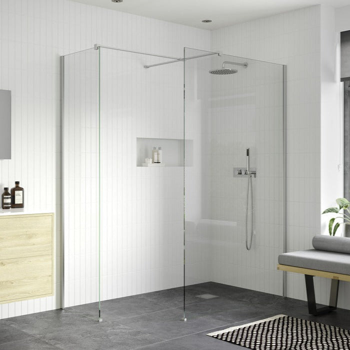 Max8plus 900mm Wetroom Panel & Support Bar - Chrome