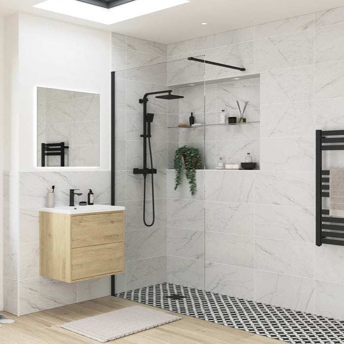 Max8plus 1000mm Wetroom Panel & Support Bar - Black