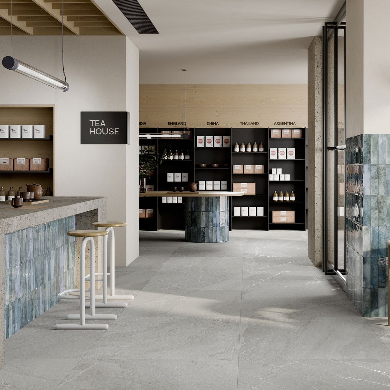 Rondine Angers Grey Stone Effect Large Format Italian Porcelain Floor Tile 100x100cm