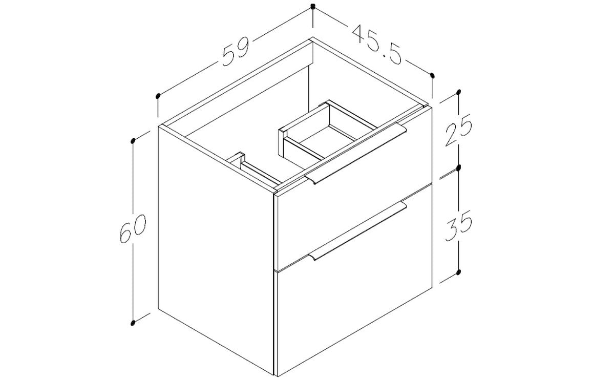 Monastrell 610mm Wall Hung 2 Drawer Basin Unit & Basin - Matt Deep Blue