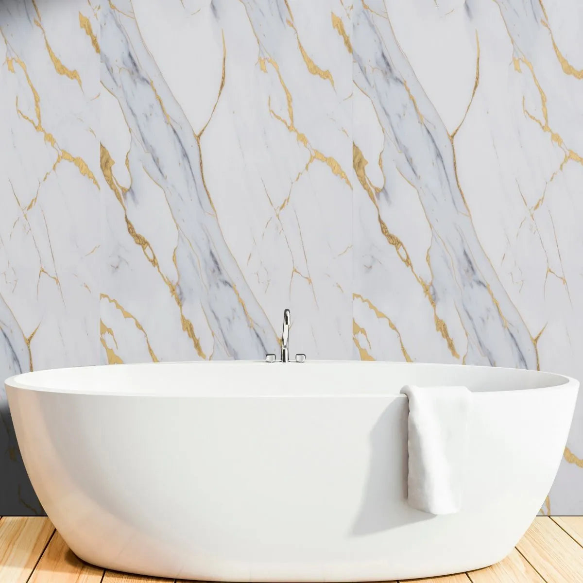 10mm Waterproof Shower Panel Oro Gold Marble Gloss 2400x1000mm