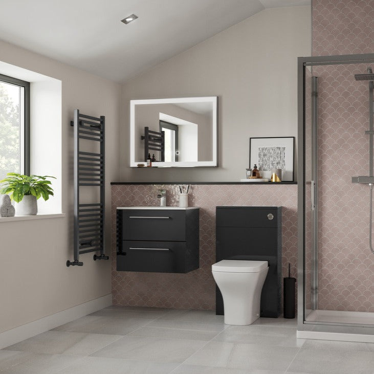 Mews 500mm Floor Standing WC Unit - Anthracite Gloss