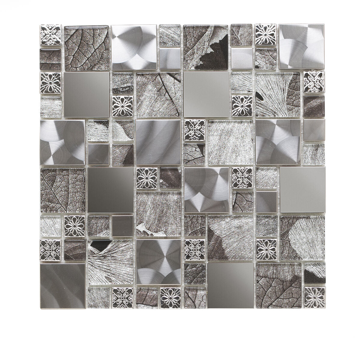 Saturn Silver Glass/Metal Mix Modular Mosaic-Verona-G30141