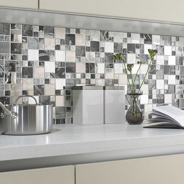Saturn Silver Glass/Metal Mix Modular Mosaic-Verona-G30141