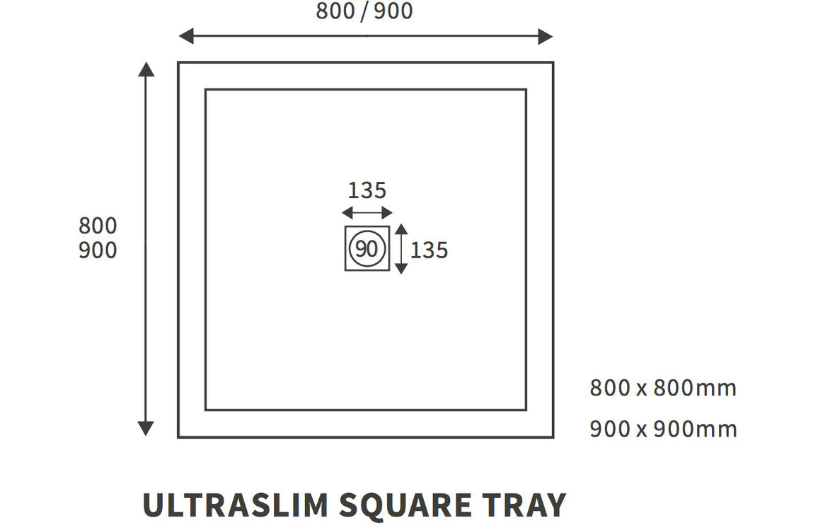 25mm Ultra-Slim Square Tray & Waste
