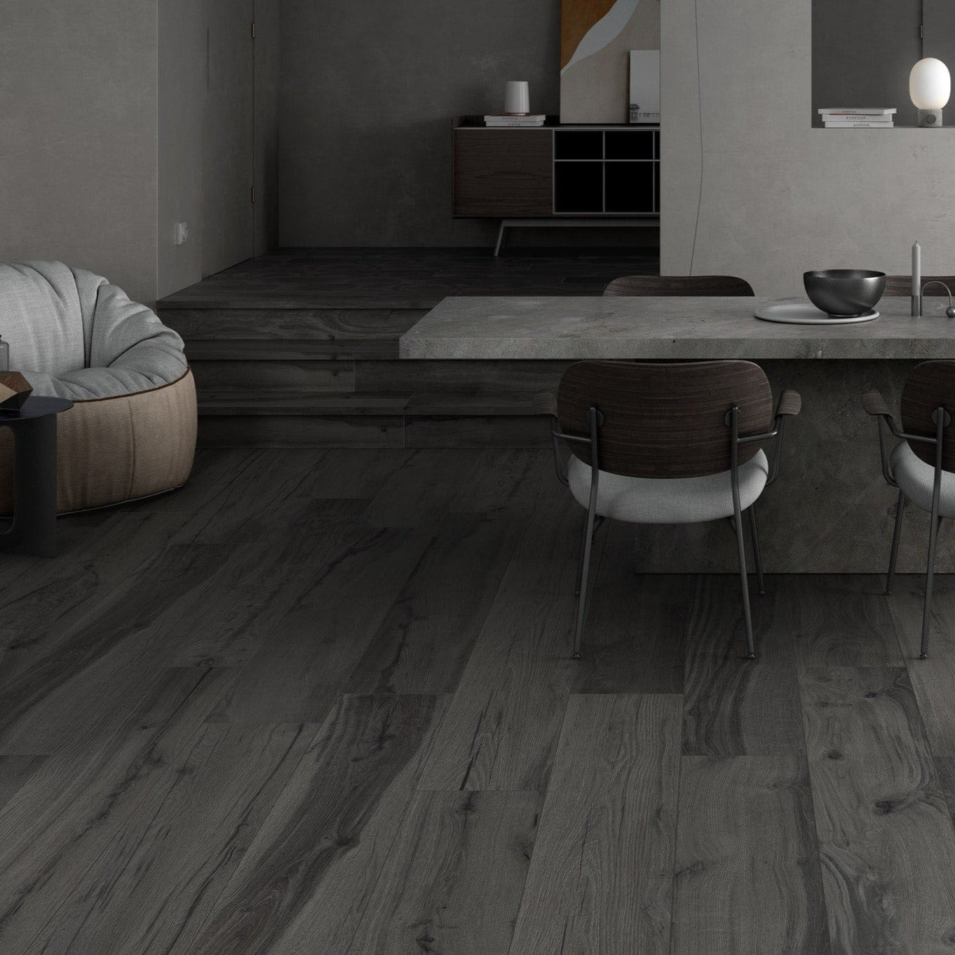 Tavola Dark Wood Effect Porcelain Floor Tile 24x120cm