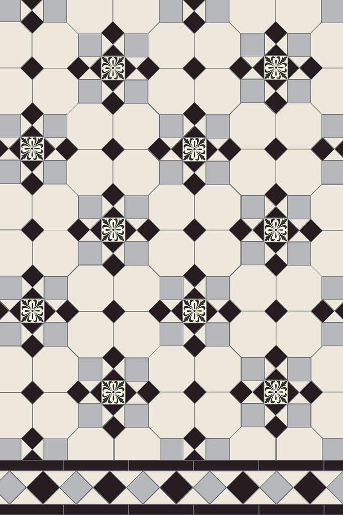 Original Style Victorian Tenby Black, Dover White & Grey with Cardigan drop-in Pattern