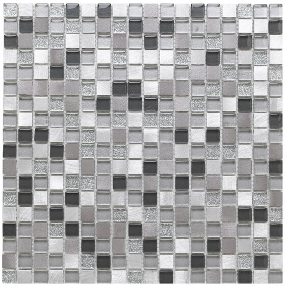 Verona Platinum 135 Glass/Metal Mix Mosaic 15x15mm